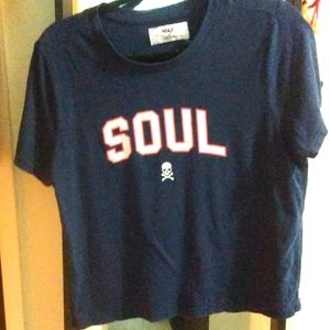 Blue Soul Cycle Skull Crop tee Medium